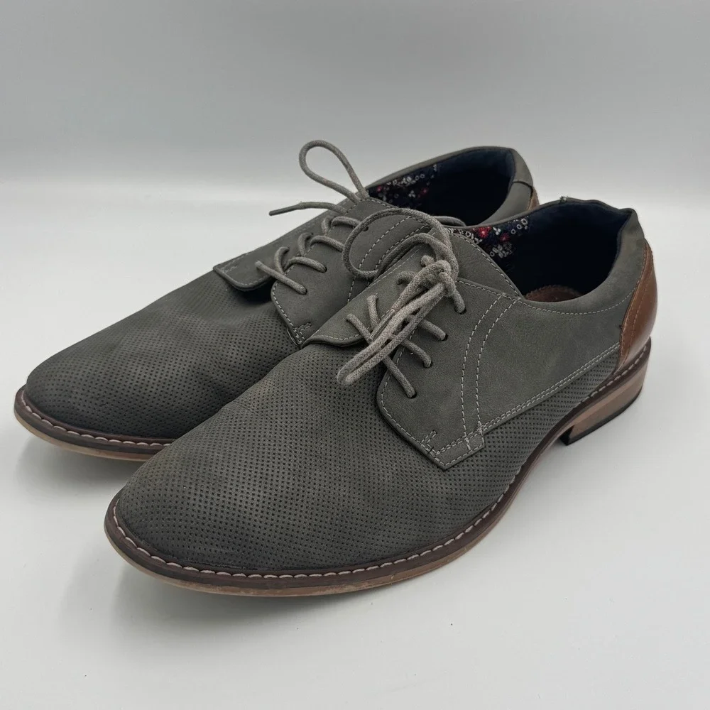 Steve Madden Grey Perforated Oxford Dress Shoes Size 10 NO BOX